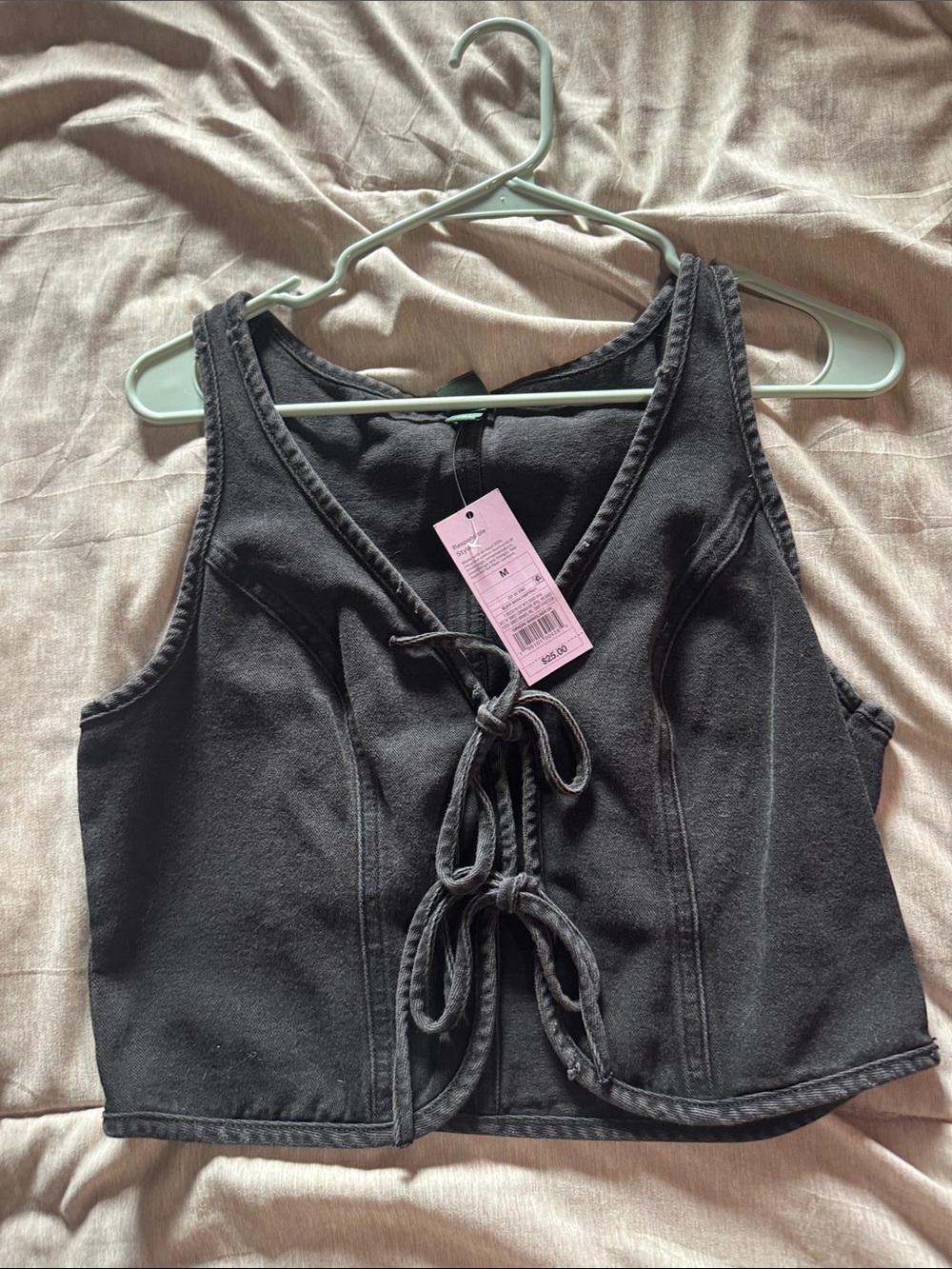 Women's Black Lace-Up Cropped Tank Top